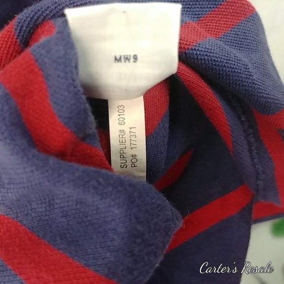 Mens Red Stripped Polo - Picture 5 of 7